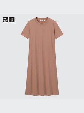 U AIRism Cotton Short-Sleeve Long Flare Dress L NWOT